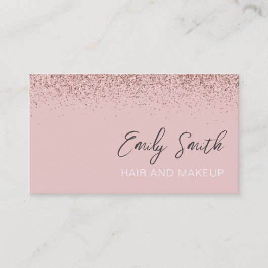 Girly Roos Gold Blush Pink Glitter Visitekaartje (Voorkant)