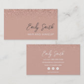 Girly Roos Gold Blush Pink Glitter Visitekaartje (Voorkant / Achterkant)