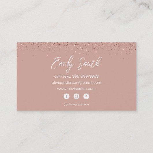 Girly Roos Gold Blush Pink Glitter Visitekaartje (Achterkant)