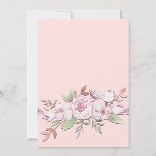 Girly Roos Gold Blush Roze Bloemen Quinceañera Kaart (Achterkant)