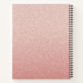 Girly Roos Gold Blush Roze Glitter Monogram Naam Notitieboek (Achterkant)