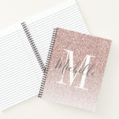 Girly Roos Gold Blush Roze Glitter Monogram Naam Notitieboek