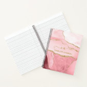 Girly Roos Gold Blush Roze Glitter Monogram Naam Notitieboek (Binnen)