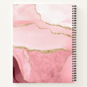 Girly Roos Gold Blush Roze Glitter Monogram Naam Notitieboek (Achterkant)