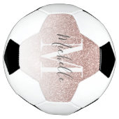 Girly Roos Gold Blush Roze Glitter Monogram Naam Voetbal (Gedraaid)