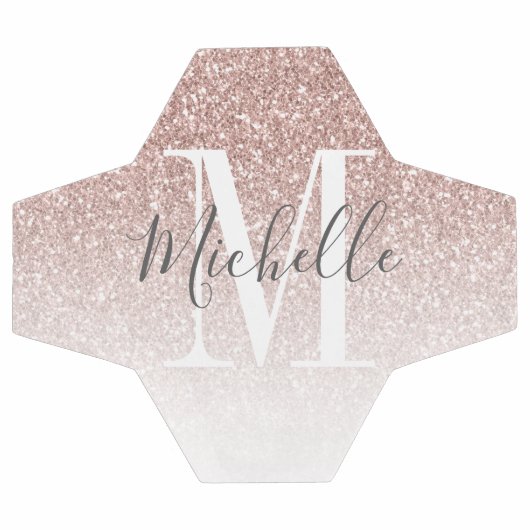 Girly Roos Gold Blush Roze Glitter Monogram Naam Voetbal (Enkel)