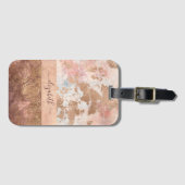 Girly Roos Gold Blush roze marmer Bagagelabel (Voorkant (horizontaal))