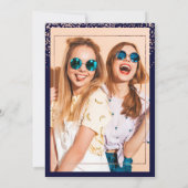 Girly roos gold confetti navy blue chic Sweet 16 Kaart (Achterkant)