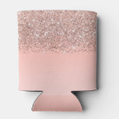 Girly Roos Gold Confetti Pink Gradient Monogram Blikjeskoeler (Achterkant)