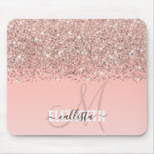 Girly Roos Gold Confetti Pink Gradient Monogram Muismat (Voorkant)