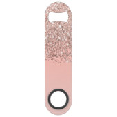 Girly Roos Gold Confetti Pink Gradient Monogram Speed Flessenopener (Achterkant)