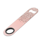 Girly Roos Gold Confetti Pink Gradient Monogram Speed Flessenopener (Achterkant Gekanteld)