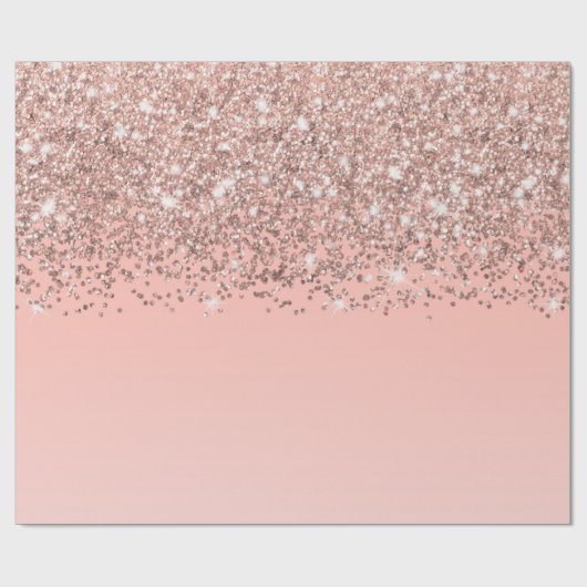 Girly Roos Gold Confetti Pink Gradient Ombre Cadeaupapier (Vlak)