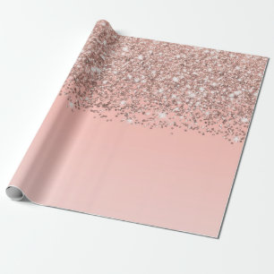 Girly Roos Gold Confetti Pink Gradient Ombre Cadeaupapier