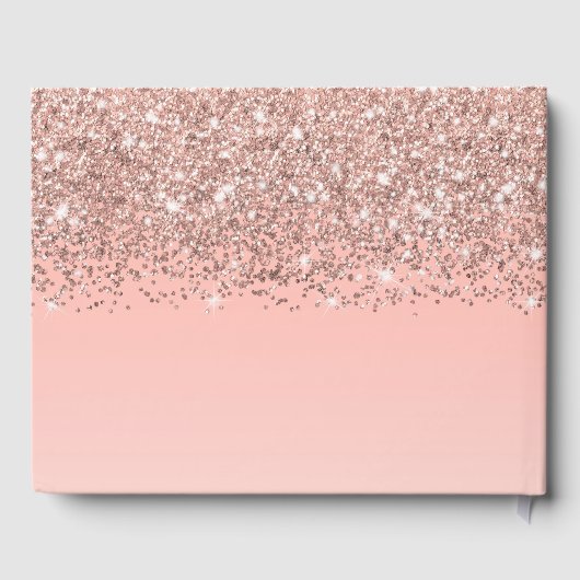 Girly Roos Gold Confetti Pink Gradient Ombre Gastenboek (Achterkant)