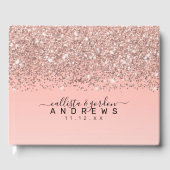 Girly Roos Gold Confetti Pink Gradient Ombre Gastenboek (Voorkant)