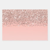 Girly Roos Gold Confetti Pink Gradient Ombre Inpakpapier Vel (Voorkant 2)