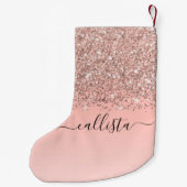 Girly Roos Gold Confetti Pink Gradient Ombre Kleine Kerstsok (Achterkant)