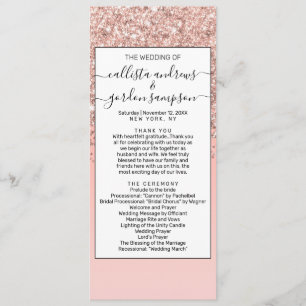 Girly Roos Gold Confetti Pink Gradient Ombre Programmakaart