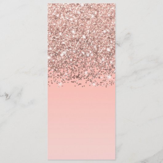 Girly Roos Gold Confetti Pink Gradient Ombre Programmakaart (Achterkant)