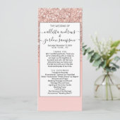 Girly Roos Gold Confetti Pink Gradient Ombre Programmakaart (Staand voorkant)