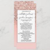 Girly Roos Gold Confetti Pink Gradient Ombre Programmakaart (Voorkant / Achterkant)