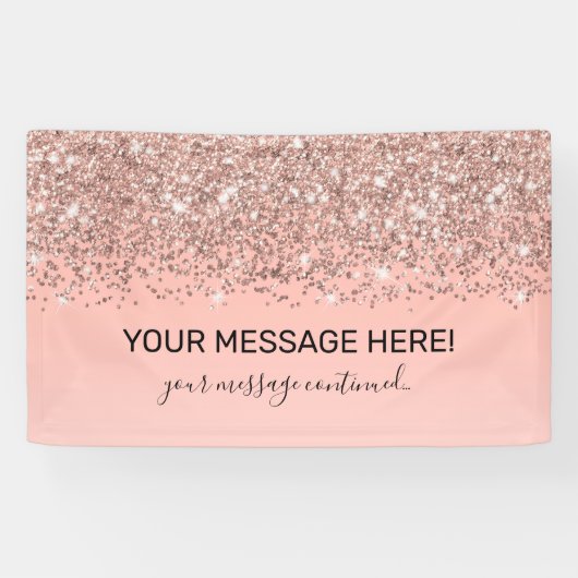 Girly Roos Gold Confetti Pink Gradient Ombre Spandoek (Horizontaal)