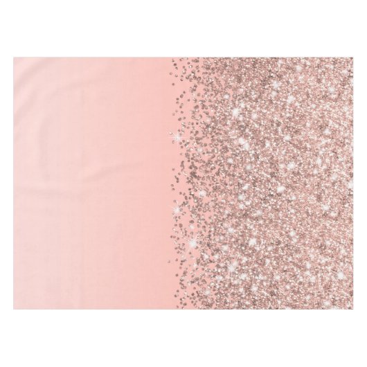 Girly Roos Gold Confetti Pink Gradient Ombre Tafelkleed (Voorkant (Horizontaal))
