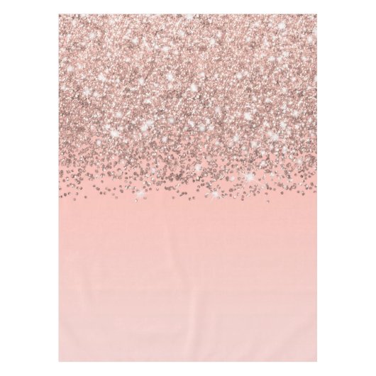 Girly Roos Gold Confetti Pink Gradient Ombre Tafelkleed (Voorkant)