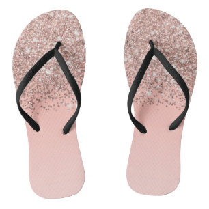 Girly Roos Gold Confetti Pink Gradient Ombre Teenslippers