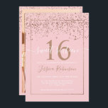 Girly roos gold confetti roze chic Sweet 16 Kaart<br><div class="desc">Een korrelig,  elegant en chic roos goudfolie confetti en geometrische lijst border Sweet 16 verjaardagsfeestuitnodiging,  op een bewerkbare roze achtergrond en een modern elegant script font,  is perfect voor elegante girly party. Voeg je foto aan de achterkant toe</div>