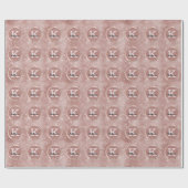 Girly Roos Gold Cute Diamond Sparkle Monogram Naam Cadeaupapier (Vlak)