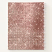 Girly Roos Gold Diamond Glam Sparkle Monogram Naam Notitieboek (Achterkant)