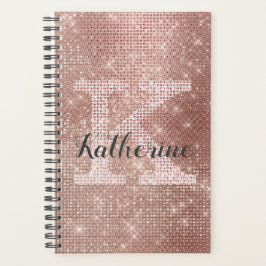 Girly Roos Gold Diamond Glam Sparkle Monogram Naam Planner