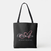 Girly Roos Gold Elegant Script Name Monogram Tote Bag (Achterkant)