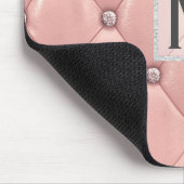 Girly Roos Gold Faux Leather|Diamonds Monogrammen Muismat (Hoek)