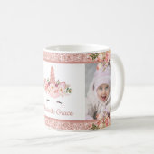 Girly Roos Gold Floral Unicorn Koffiemok (Voorkant rechts)