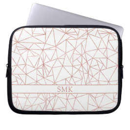 Girly Roos Gold Foil driehoekig geometrisch monogr Laptop Sleeve