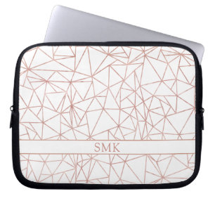 Girly Roos Gold Foil driehoekig geometrisch monogr Laptop Sleeve
