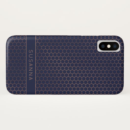 Girly Roos Gold Foil marine Hexagon Geometric Case-Mate iPhone Case (Achterkant (horizontaal))