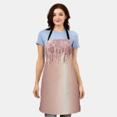 Girly Roos Gold Foil roze glitter Drip Schort (Gedragen)