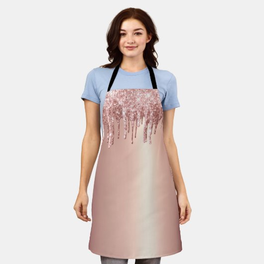 Girly Roos Gold Foil roze glitter Drip Schort (Gedragen)