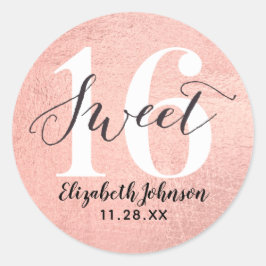 Girly Roos Gold Foil Sweet 16 Birthday Classic Rou Ronde Sticker