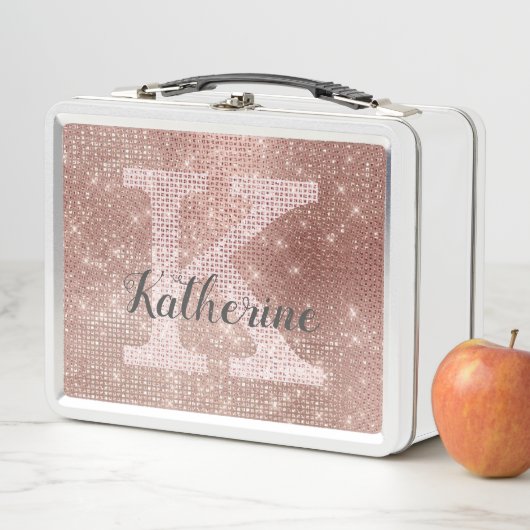 Girly Roos Gold Fun Glitter Sparkle Monogram Naam (In situ)