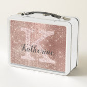 Girly Roos Gold Fun Glitter Sparkle Monogram Naam (Achterkant)