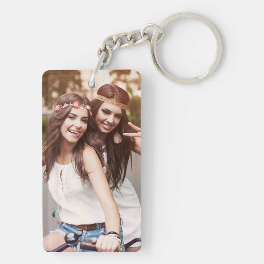 Girly Roos Gold Geometric Copper Polygon Foto Sleutelhanger (achterkant)