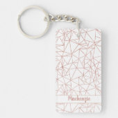 Girly Roos Gold Geometric Copper Polygon Foto Sleutelhanger (Voorkant)