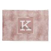 Girly Roos Gold Glam Diamond Sparkle Monogram Naam Kussensloop (Achterkant)