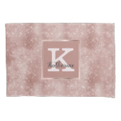 Girly Roos Gold Glam Diamond Sparkle Monogram Naam Kussensloop (Voorkant)