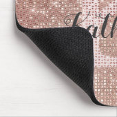 Girly Roos Gold Glam Diamond Sparkle Monogram Naam Muismat (Hoek)